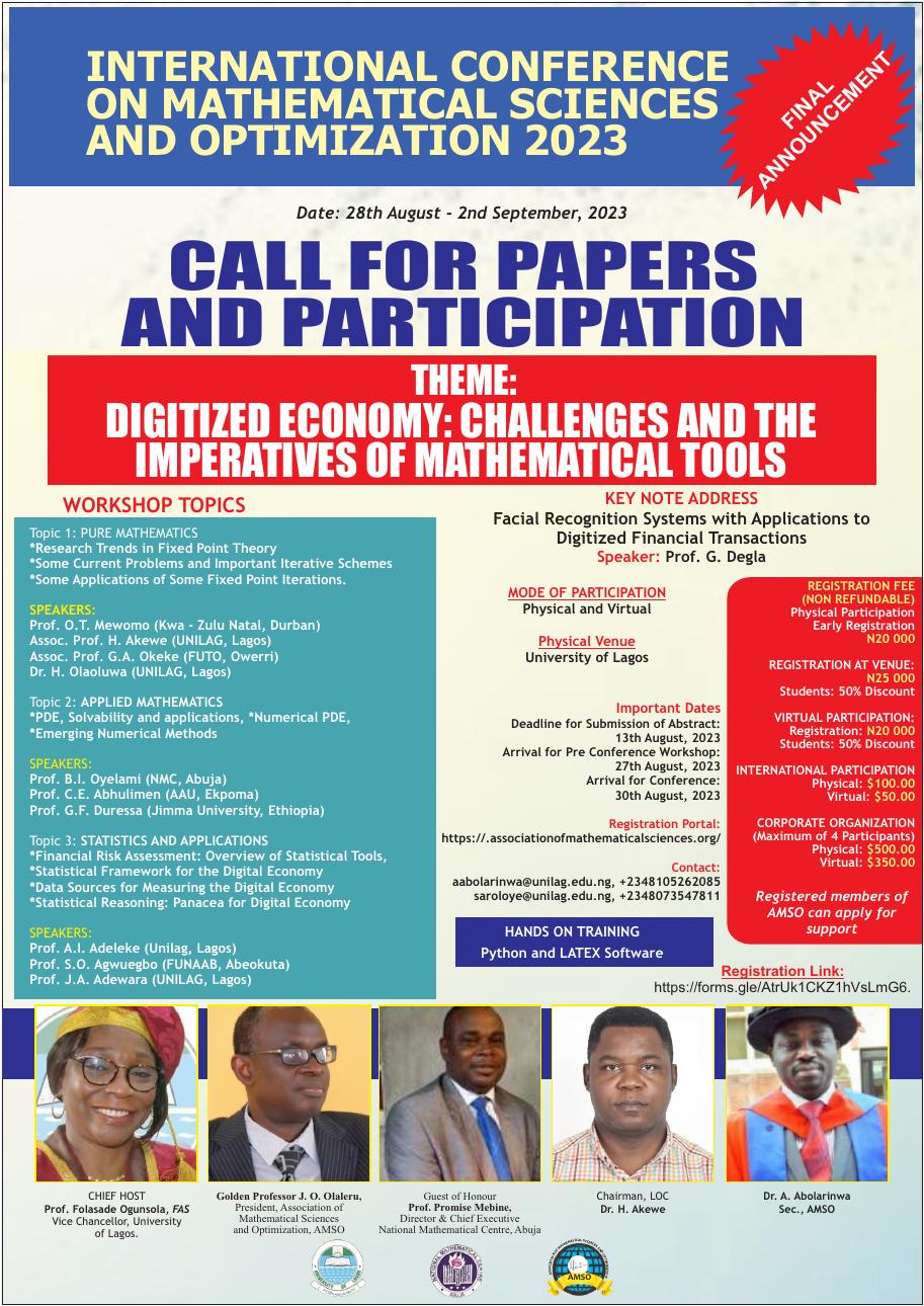Call for Papers — 10th Annual International Conference on Mathematical Sciences and Optimization (ICMSO 2023)